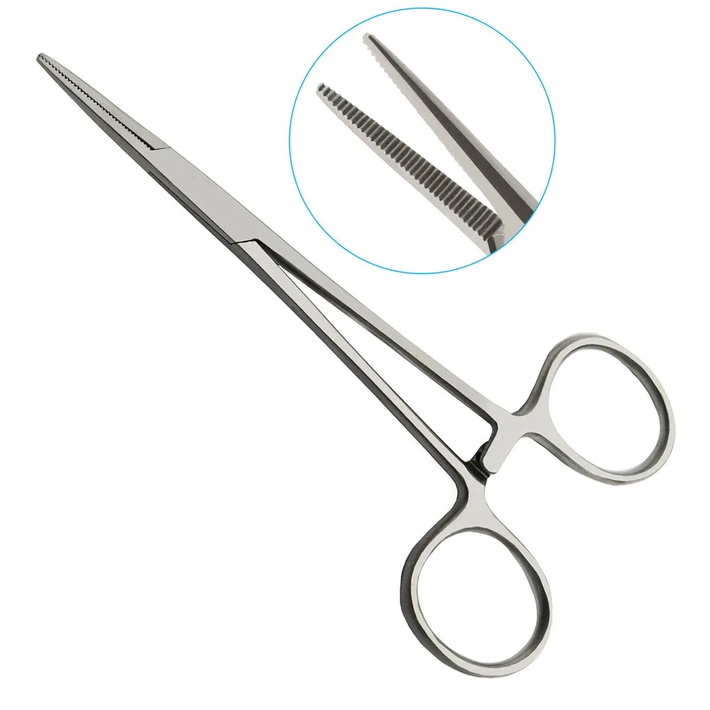1pc Edelstahl Blutstillende Pinzette Chirurgische Werkzeug Locking Klemmen Gerade/Gebogene Spitze Langlebig Medizinische Instrument – Detail 4
