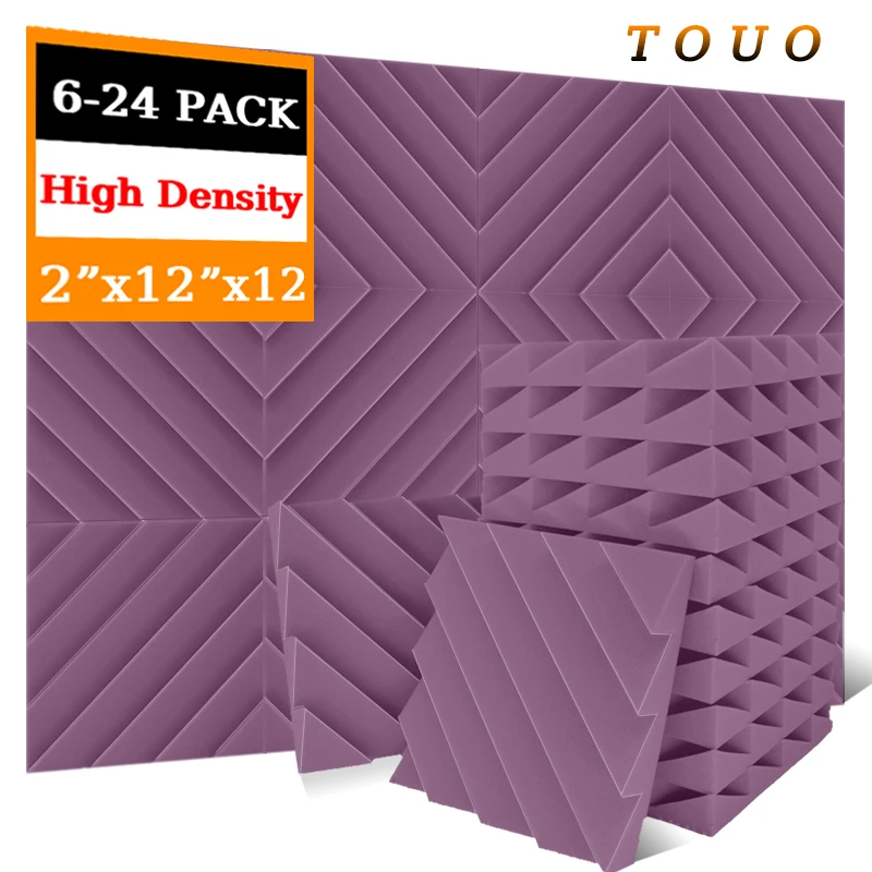 

TOUO Acustic Foam 6/12/24 Pcs Studio Sound Foam Acoustic Treatment Diamond Groove Wall Soundproofing Sound Proof Foams Pad