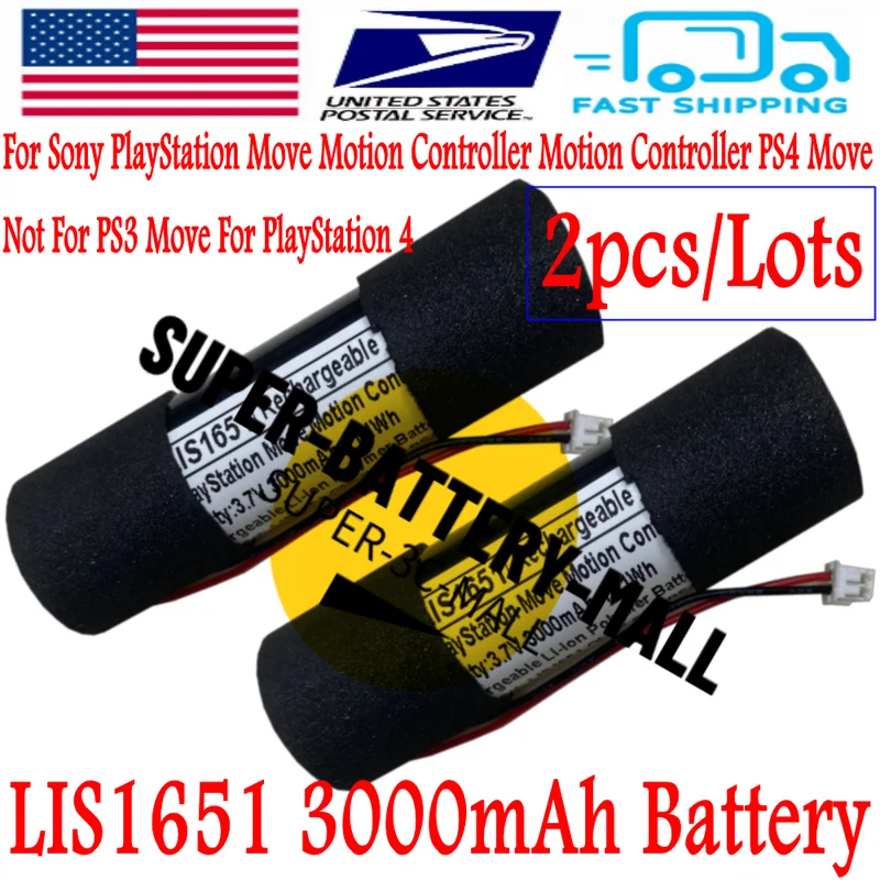 

2pcs 3000mAh BatteryFor LIS1651 Sony PlayStation Move Motion Controller Motion WYORESY