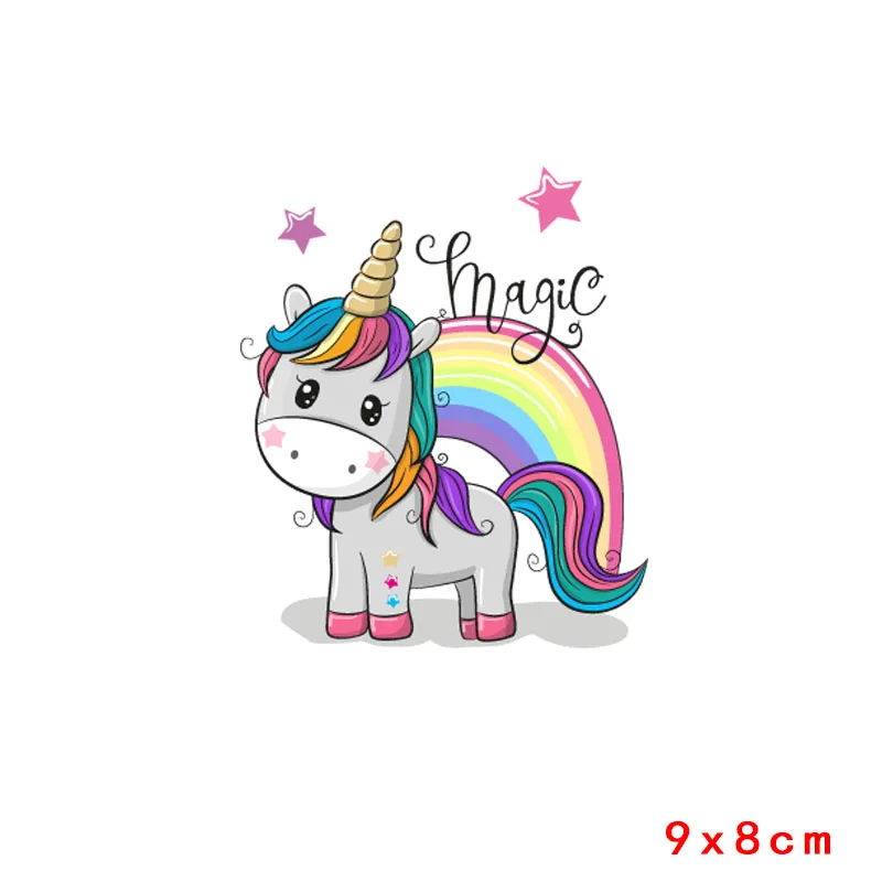 Unicorn Cartoon Iron On Patches Heat Transfers Fashion DIY Vinyl Thermal Stickers Appliques Patches For Clothing