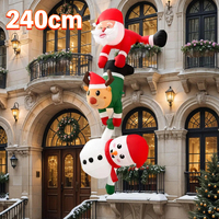 2.4M 8FT Hanging Christmas Inflatables Decorations Santa Claus Reindeer Snowman Xmas Decor Outdoor Indoor Home Party