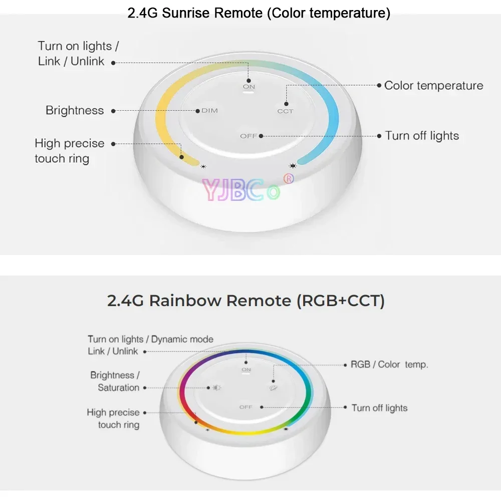 Miboxer monochrome/Dual White CCT 2.4G Sunrise Remote 2 in 1 dimmer RGB RGBW RGB+CCT Rainbow Switch 3 in 1 LED light Controller