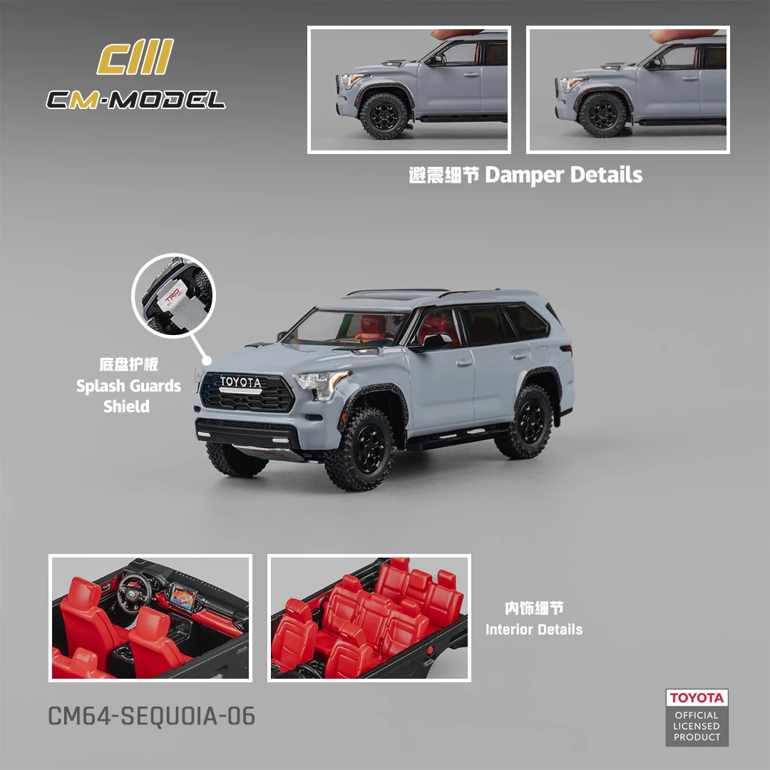 

CMModel 1/64 Diecast Toyota Sequoia Gray Car Collectible Model for Adults
