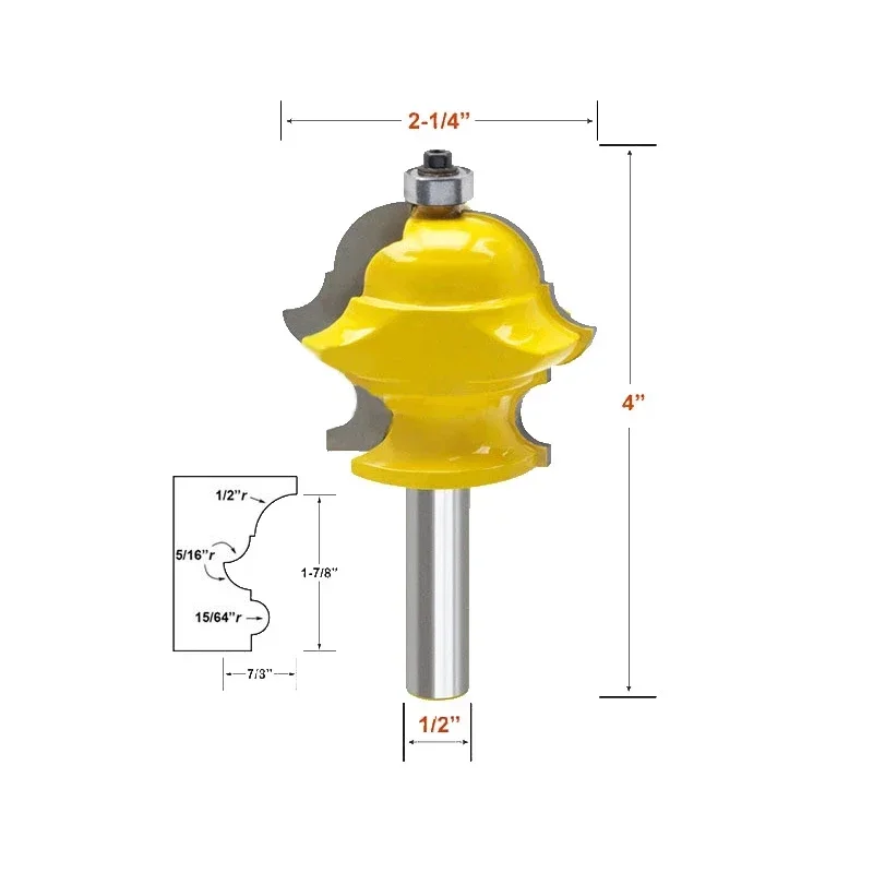 1PC 12mm 1/2 Shank Multiform Multi-profile Molding Router Bit Door Milling Cutter for Wood Woodworking