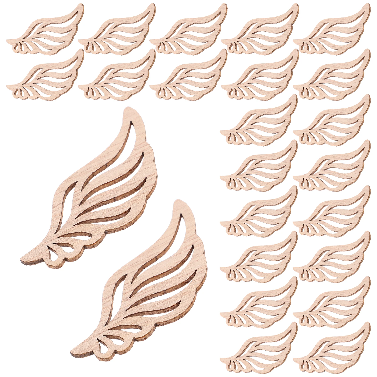 

50Pcs Blank Angel Wing Wood Pieces Natural Finish Craft Supplies for Handmade Ornaments Table Scatter Decor Christmas Tree