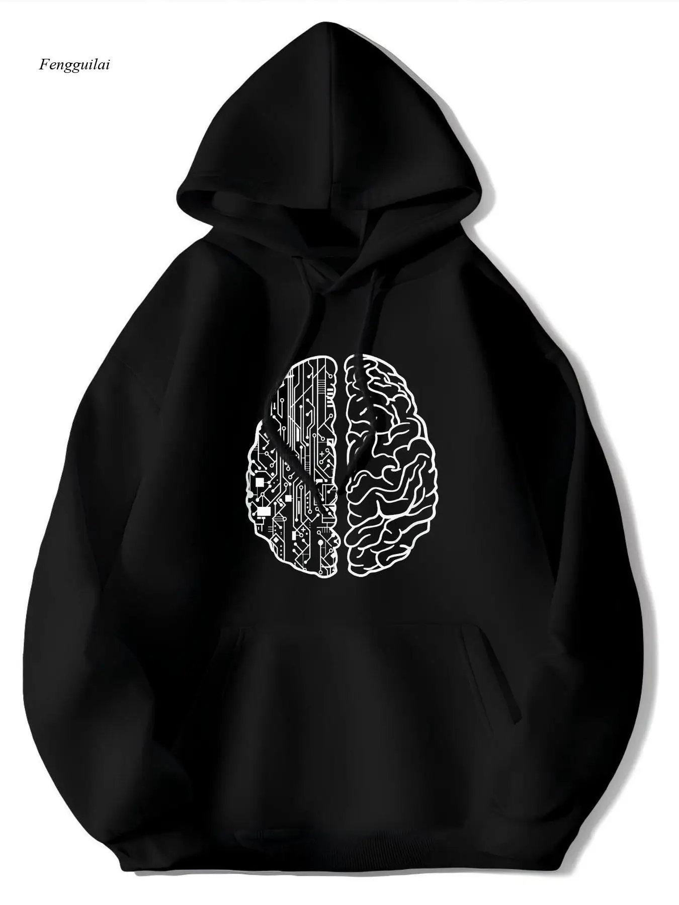 

Толстовка с капюшоном Tech-Themed Brain Circuit Board — пуловер на флисовой подкладке с принтом компьютерной и нейронной сети