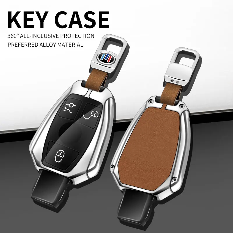 Leather Car Key Case Cover Shell for Mercedes Benz A B C E Class GLS GLA GLK GLC CLS CLA AMG W204 W205 W212 W463 W176