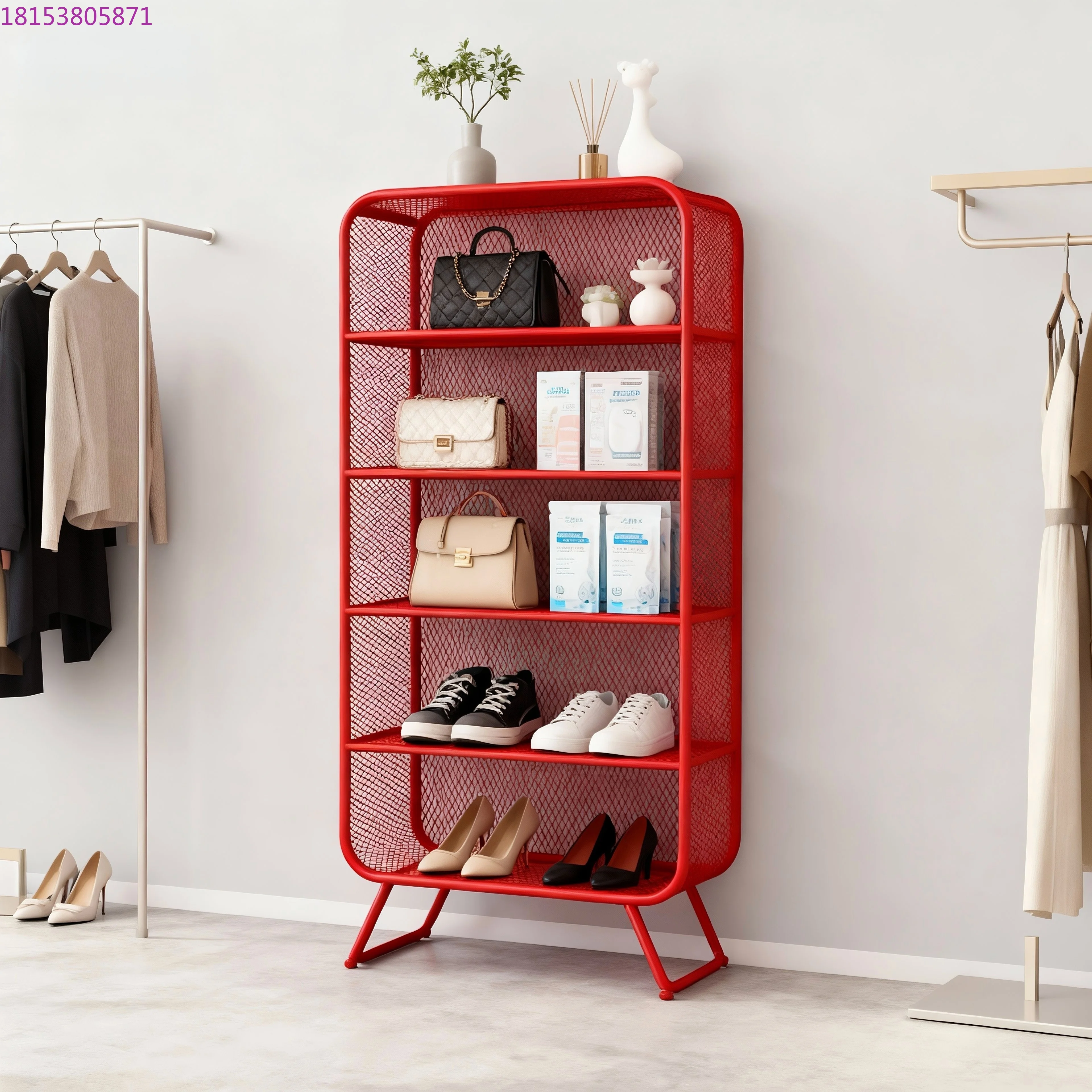 Red Storage Bag Shoes Display Product Display Cabinet Office Bookshelf Trophy Display