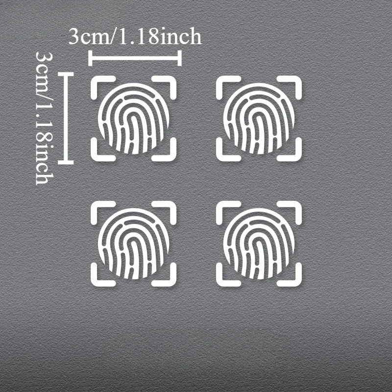 4PCS Fingerprint Alert Car Stickers Waterproof Vinyl Warning Decals For Auto Door Handle Window Exterior Car Styling Decor