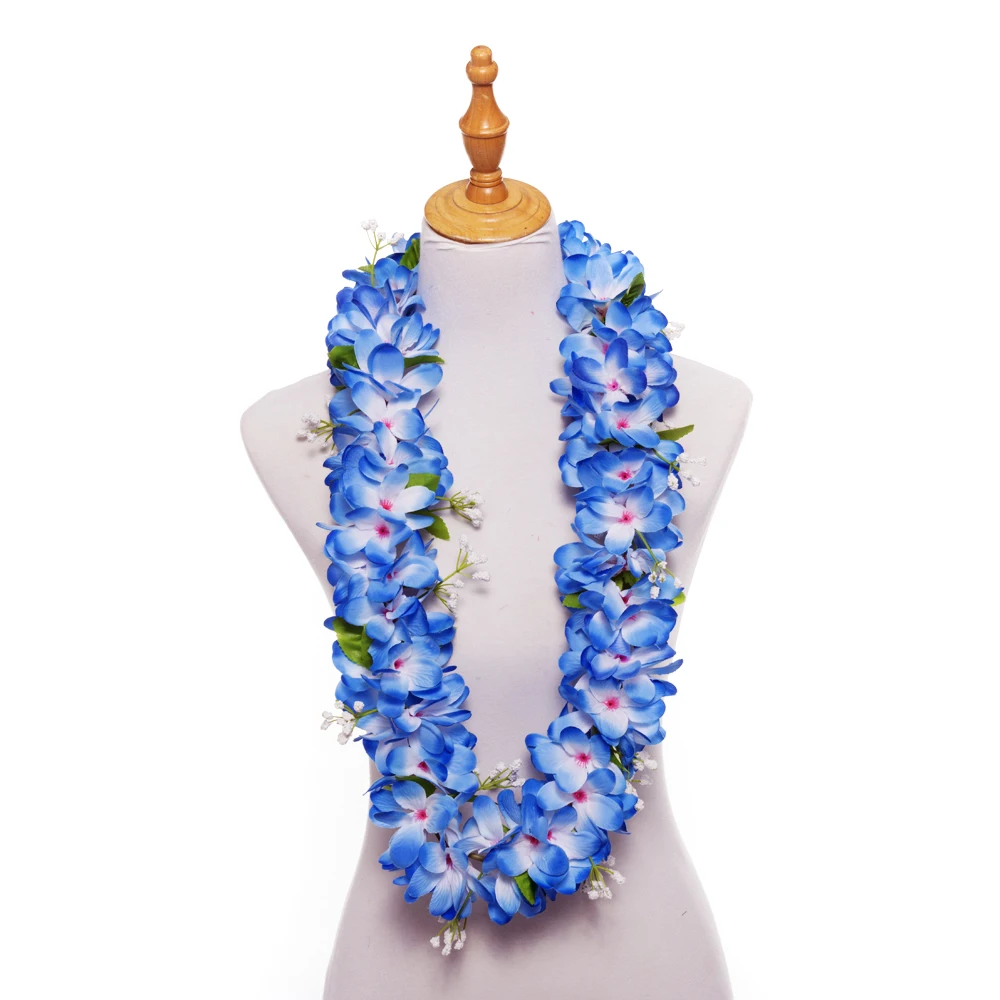 

Hula Girl Dance Flower Necklace 50pcs/lot KN-hl009 110CM Artificial Velvet Plumeria Lei Hawaii Sun Beach Party Wreath Swag