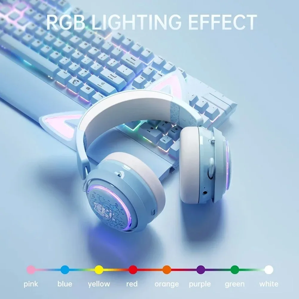Somic GS510 наушники беспроводные трехрежимные RGB длительный срок службы батареи кошачьи уши шумоподавление E-sprot геймерские наушники игровые аксессуары