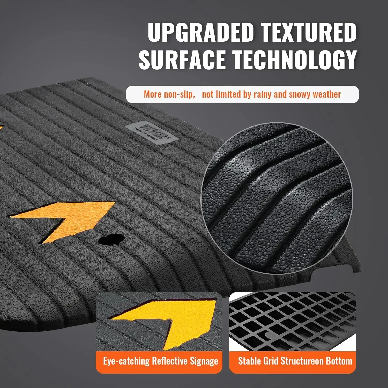 Upgraded Rubber Threshold Ramp, 3" Rise Door Ramp with 1 Channel, Natural Rubber Car Ramp with Non-Slip