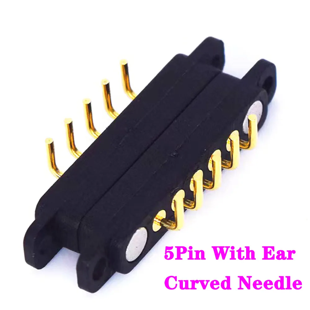 1set 2 3 4 5 6 7 8 9 10P With ear bending needle DC Magnetic Pogo Pin Connector Pogopin MaleFemale Spring Loaded DC Power Socket