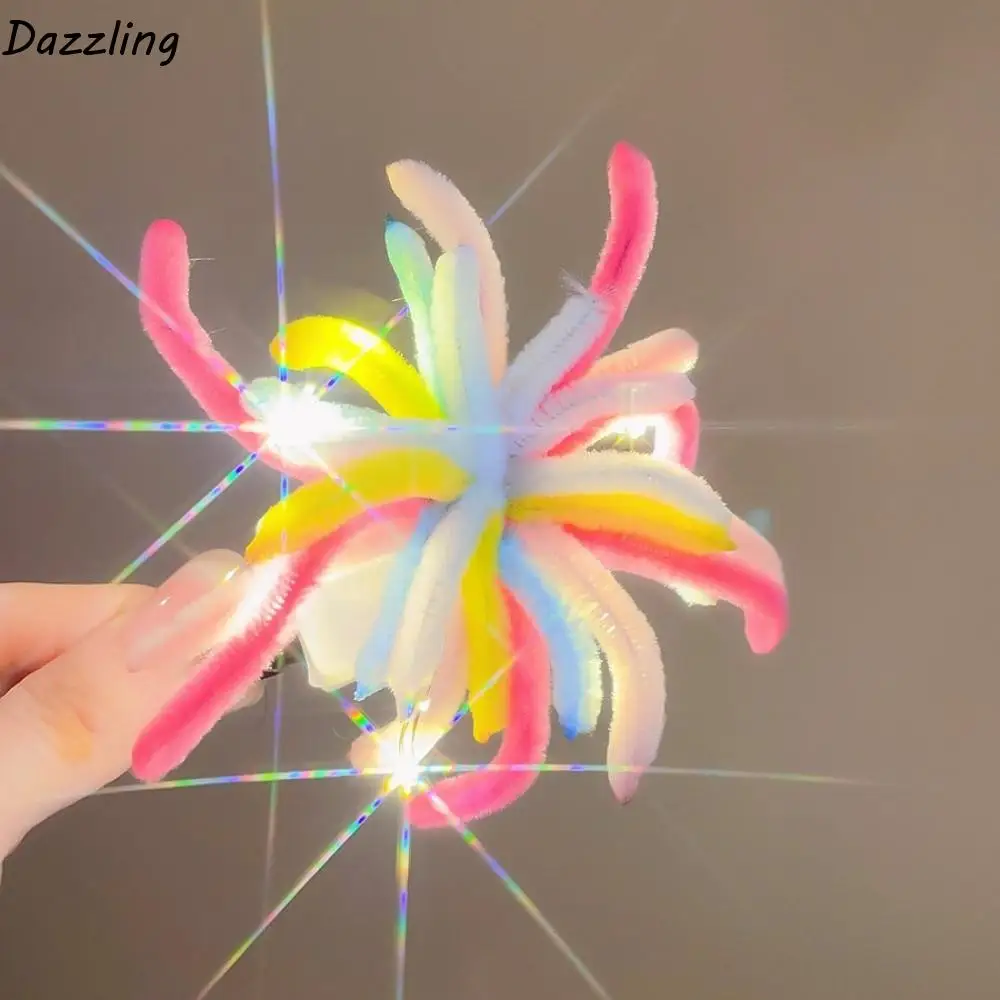 

Twist Bar LED Glow Hairpin Photographic Headwear LED Glow Glow Duckbill Clips Colorful Flocking New Year Headdress