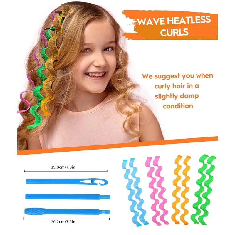 40 PCS Heatless Waves Hair Curler, No Heat Damage Wavy Hair Curlers Polyester With 2 Sets Of Styling Hooks, Heatless Curls