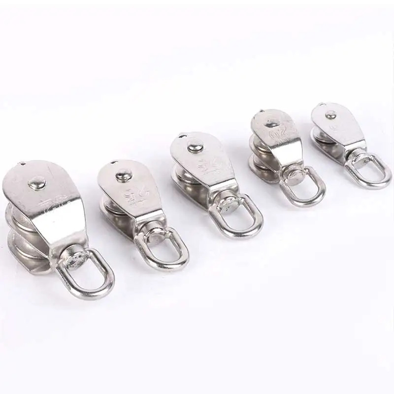 304 Stainless Steel Wire Rope Pulley Single and Double Pulleys M15-M100 Causing Heavy Hand Pull Rope Pulley Fixation for DIY