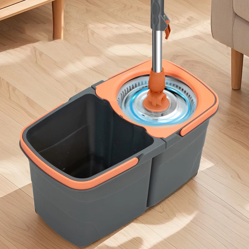 

Reconfigurable Multi-purpose Mop Bucket Rotary Mop Set with 2 Replacement Heads and Bucket Extended Handle Hand-Free Automatic