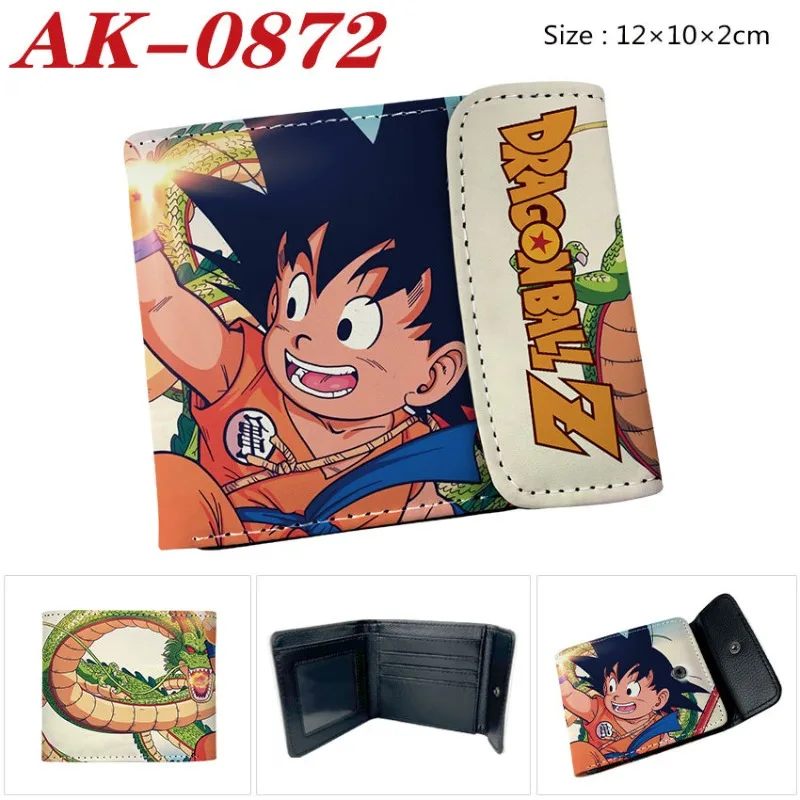 Anime Dragon Ball Two-fold Concealed Buckle Wallet Son Goku Adventure Leather Waterproof Portable Mini Storage Coin Purse Toy