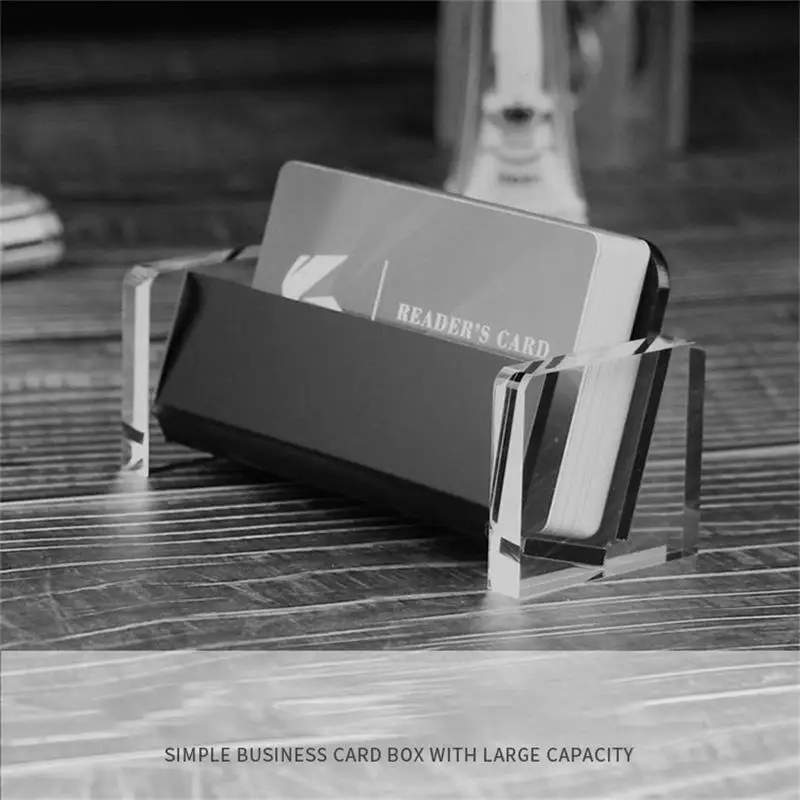 Transparent Business Card Holder Acrylic Display Stand Box Desk Storage Shelf Plastic Desktop Place Card Holder Office Supplies