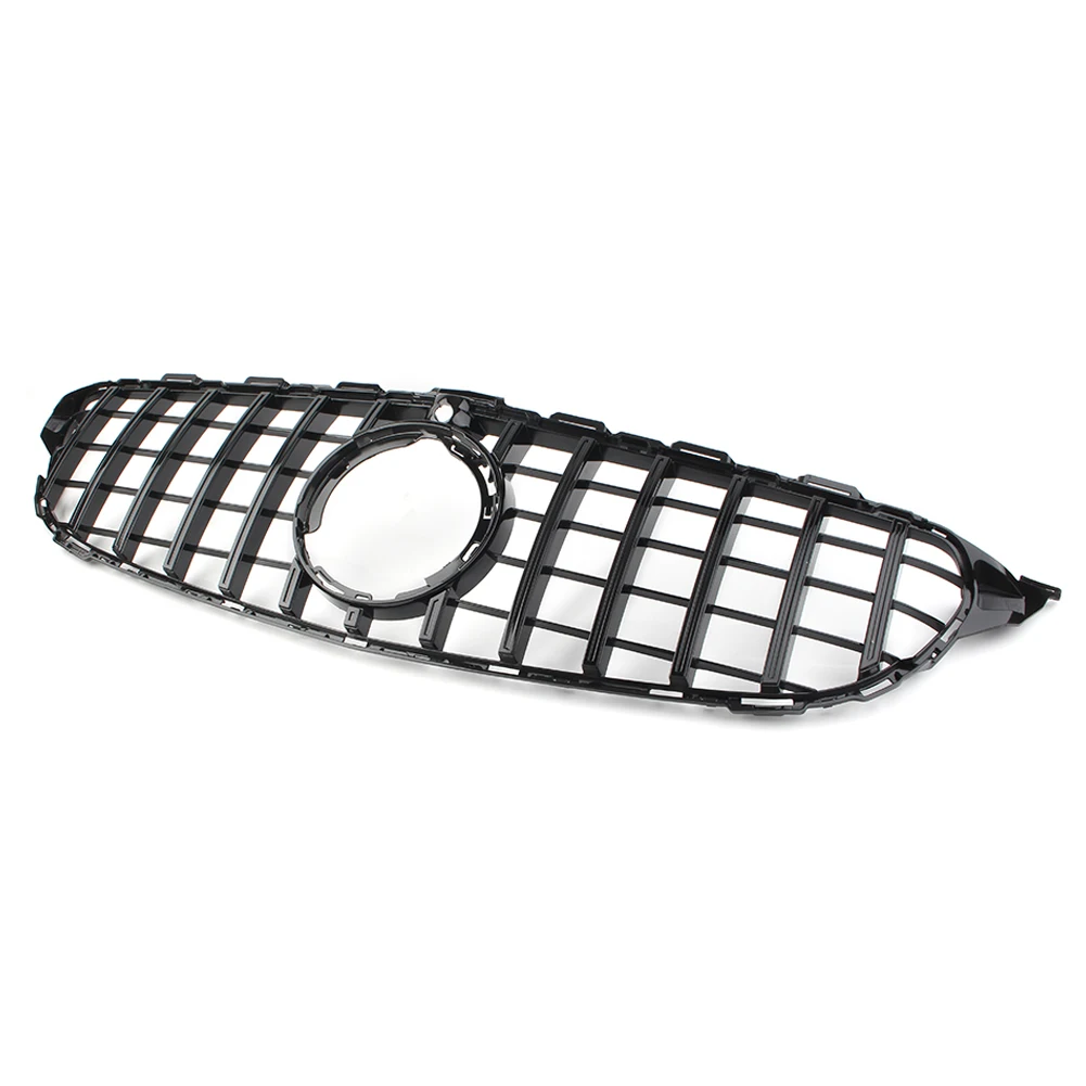 GT R Style Front Grill Grille For Mercedes-Benz W205 C Class C200 C250 C300 C350 W/ Camera Model 2019 2020 WITHOUT EMBLEM