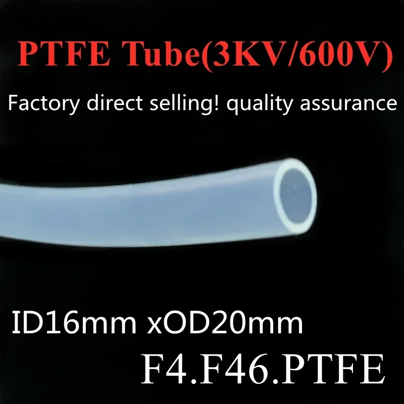 PTFE-buis ID 16 mm x 20 mm OD F46 geïsoleerde capillaire hittebescherming zendslang stijve buizen temperatuur corrosiebestendigheid 600 V