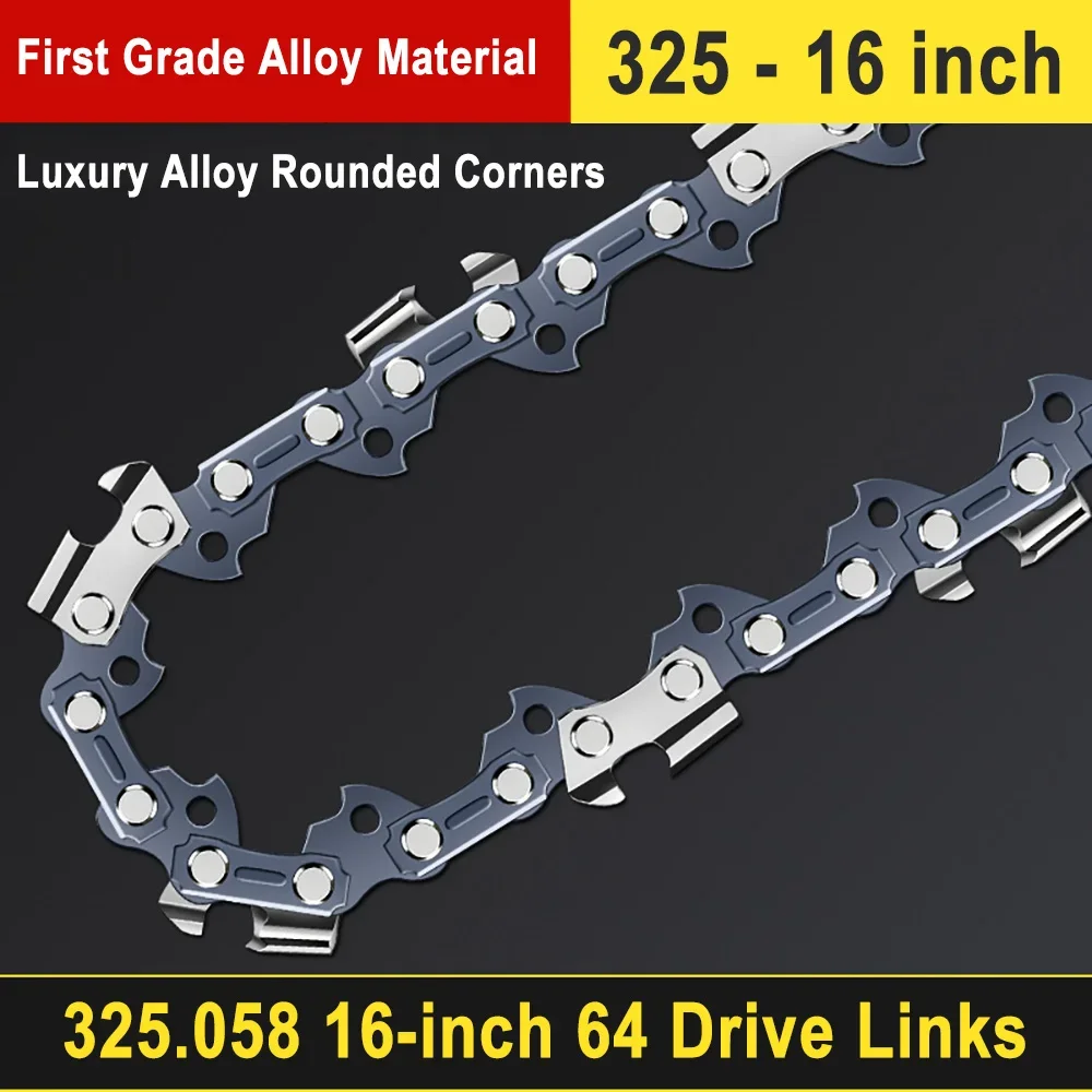 منشار دائري قوي الرأس ، قضيب توجيه وسلسلة منشار ، سبيكة أخدود ، 16 "، 64 وصلة ،" سلسلة بنزين ، الملعب"