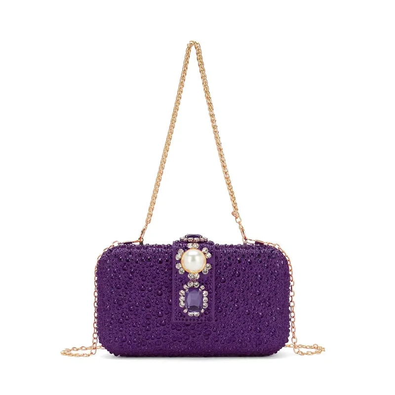 

New Fashion Designer Women's Big Diamond Evening Bag Shiny Rhinestone Pearl Wedding Party Crossbody Bag Luxury Clutch Handbag