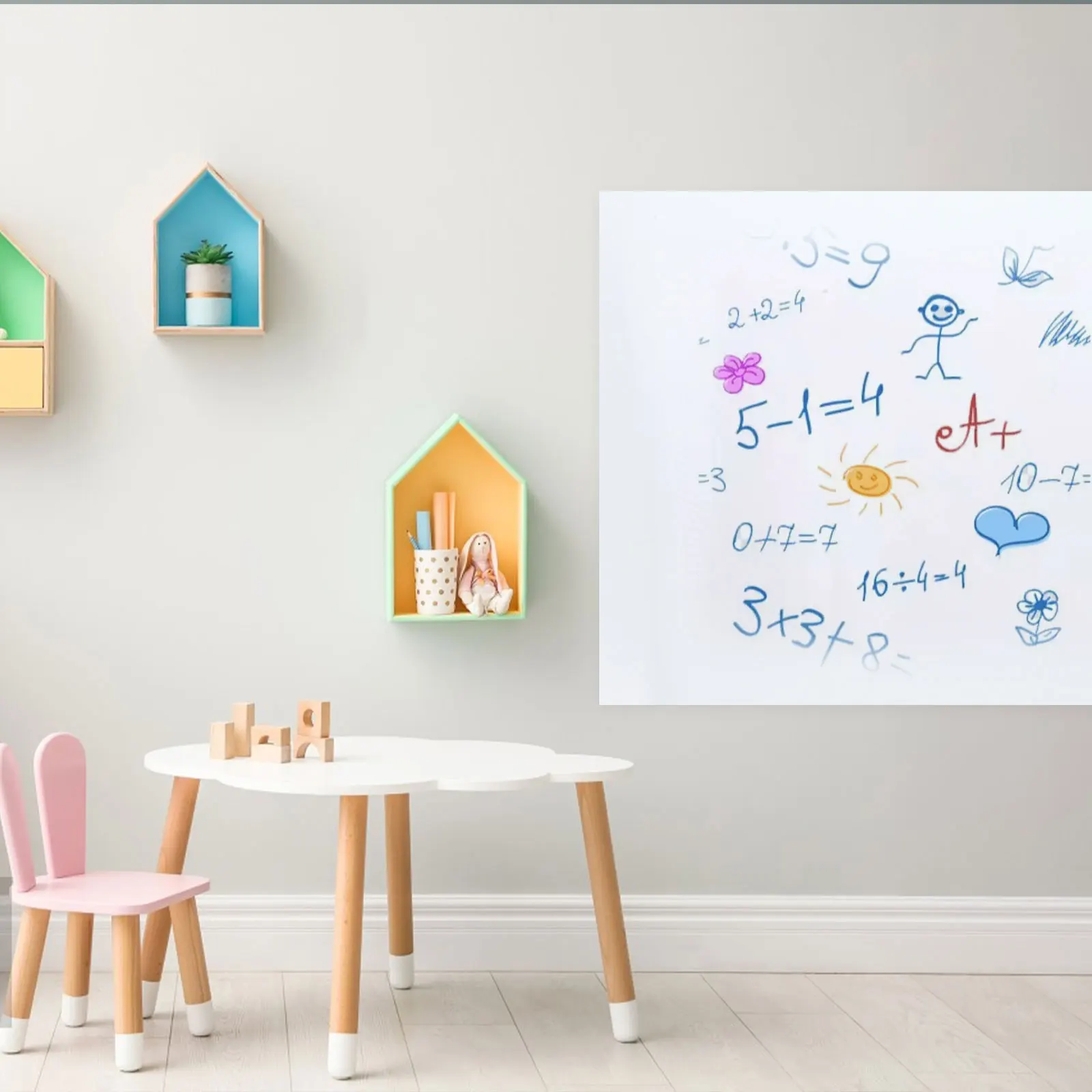 1 Set Whiteboard Dry Erase Children\'S Graffiti Drawing Board Removable Erasable Writing Board Electrostatic Whiteboard Sticker