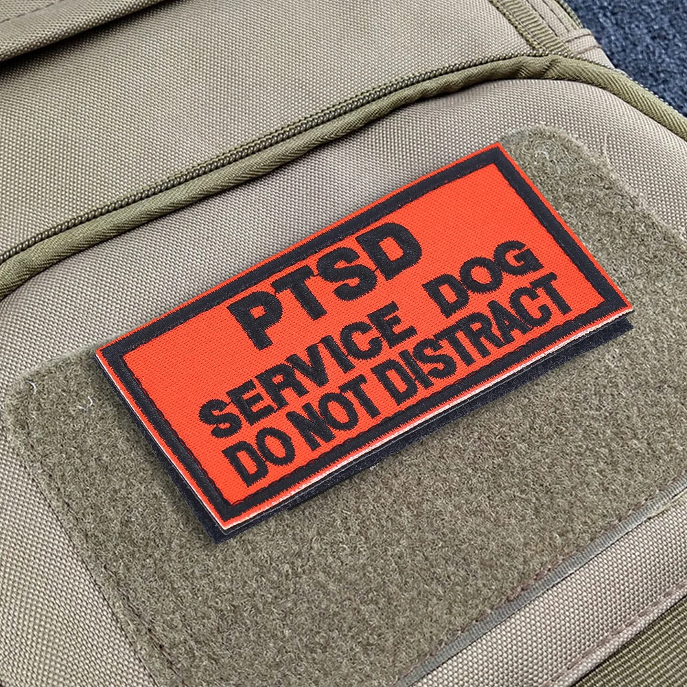 1PCS Eye-catching orange Therapy Pet Patches PTSD Service Dog Text Embroidery For Dog PET Vest Harnesses Apparel Sewing Supplies