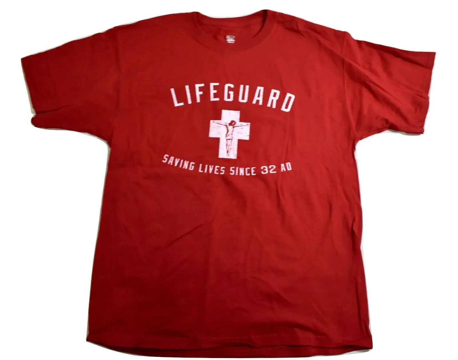 Mens Christian Lifeguard Saving Lives Since 32 AD Jesus Lord Christ Shirt New L