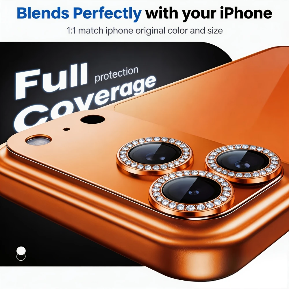 2CS Aomor Originalfarbener Glitzer-Diamant-Metall-Kamerafilm-Objektivschutz für iPhone 18 17 Pro Max 9H Hartglas-Abdeckung – Detail 12
