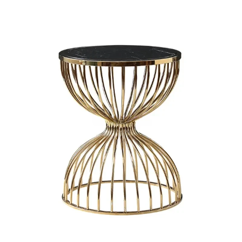 Natural marble coffee table creative hourglass-shaped gold stainless steel living room bedroom side table muebles end tables