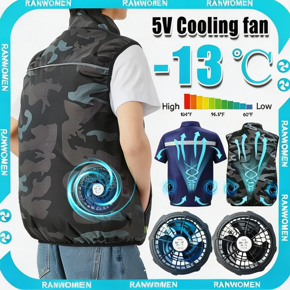 Chaleco Refrigerante con Ventilador de Carga Rápida DC para Clima Cálido, Chaqueta de Verano para Hombre, Ideal para Senderismo al Aire Libre