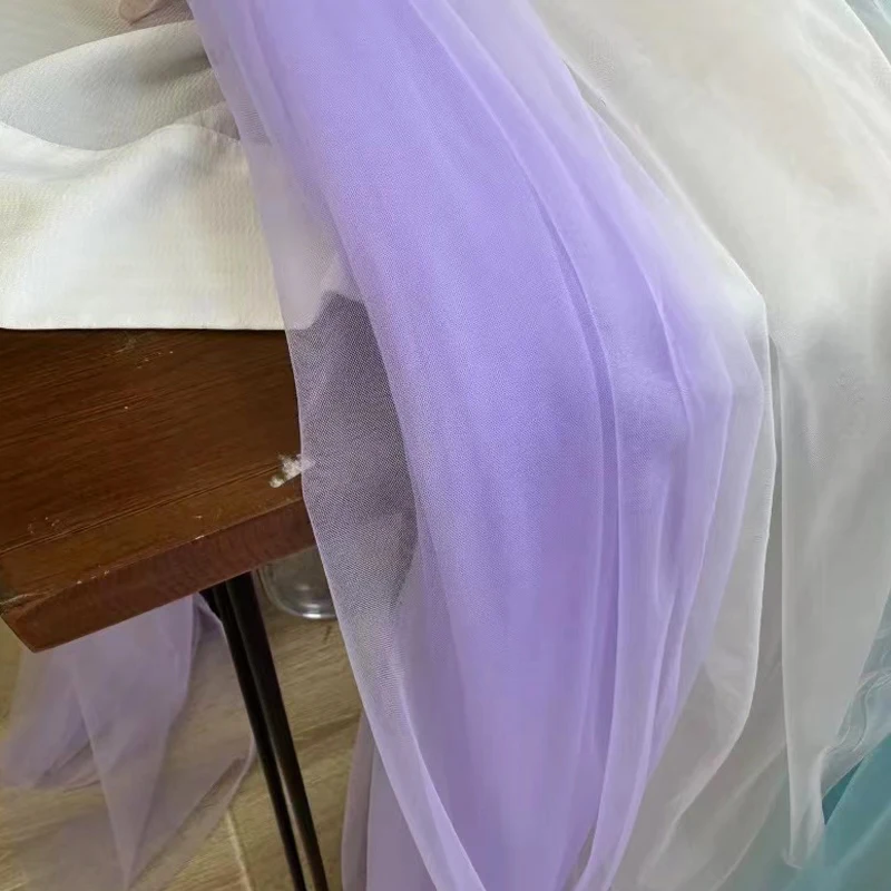 Soft Tulle Fabrics Wedding Celebration Curtain Clothing Purple Lilac Mauve Mesh Layout Chair Back Yarn Encryption Net Material