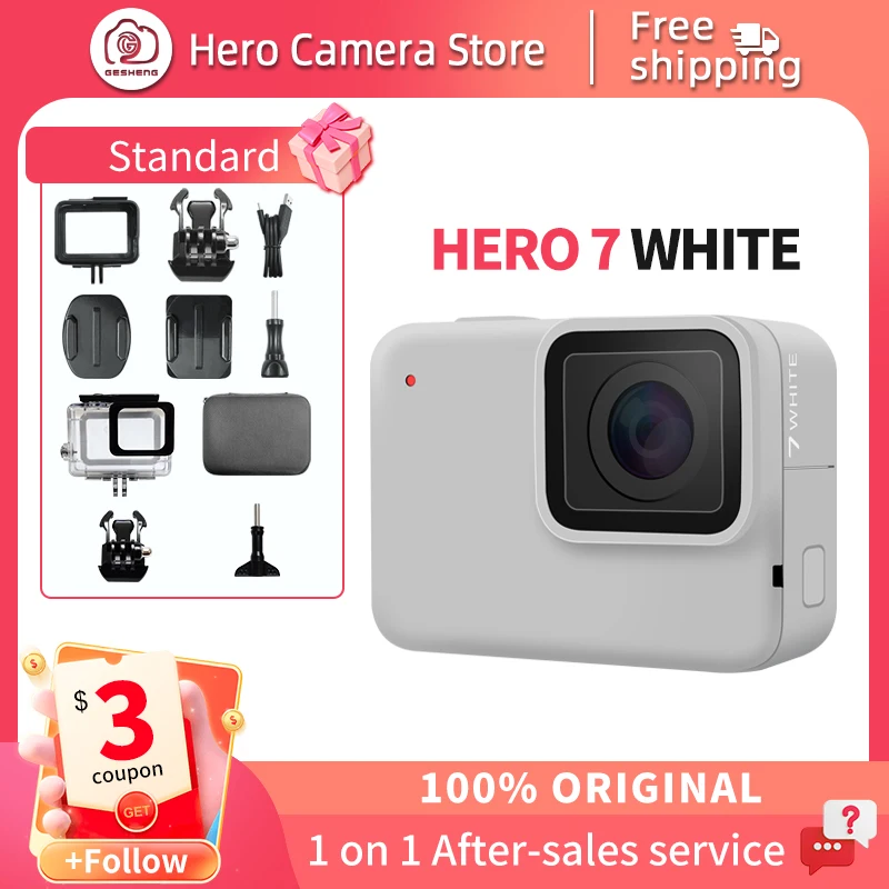 GoPro HERO 7 White Action Camera 100% Original Ultra HD Go Pro Hero7 White Helmet Ski and Cycling Sports Camera