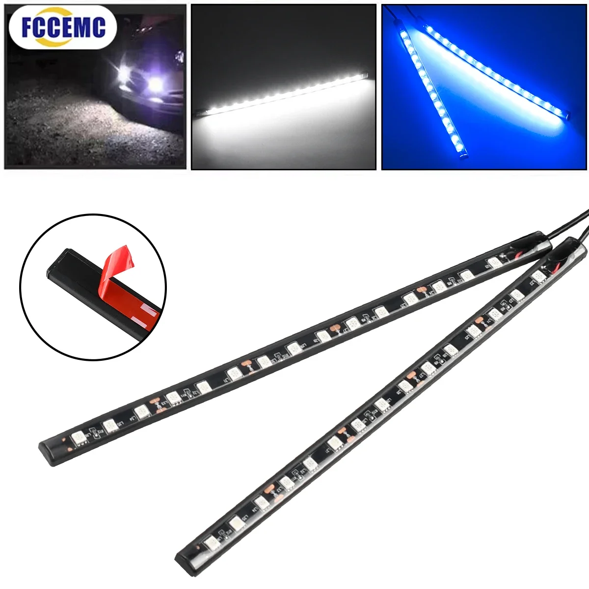 2pcs Car Ambient Lighting Strip Waterproof Motocycle Backlight Auto Decorative Atmosphere Neon Lamp Vehicle Accessories 12V