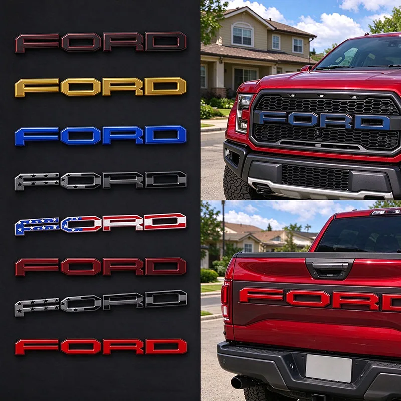 Ford F150 2017-2018 ABS Letter Stickers Front Grille Emblem Rear Trunk Tailgate Logo Decals Car Exterior Accessory Hub Caps