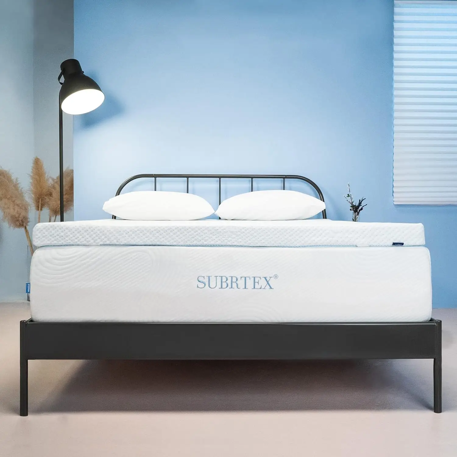 subrtex 3 Inch Gel-Infused Memory Foam Mattress Topper High Density Cooling Bed Tooper Pad Removable Fitted Cover Ventilated Des