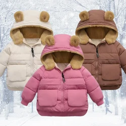 New Snow clothing fleece Thick Fleece baby jacket Cold baby clothes Warm Jacket Cotton Clothes Cute Bear Ears zipper Down Jacket