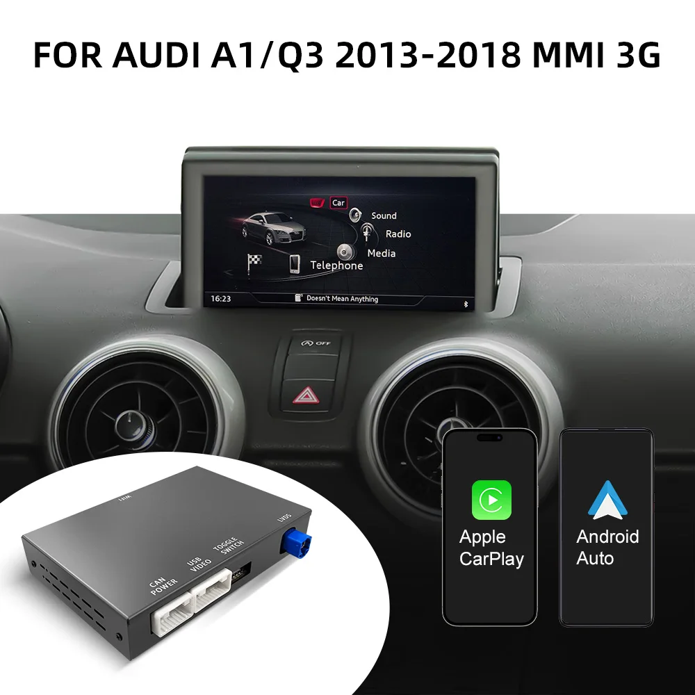 OEM Screen Upgrade Decoder Box for Audi A1 Q3 2012-2018, 6.5"/7" Screen, MMI 3G with CarPlay & Android Auto Retrofit Kit