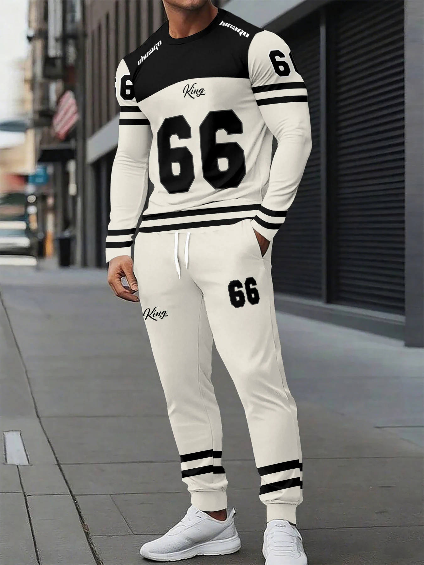 New Spring And Autumn Men's Long Sleeve T-shirt And Long Pants Set Daily Street Men's Fashion Long Sleeve T-shirt