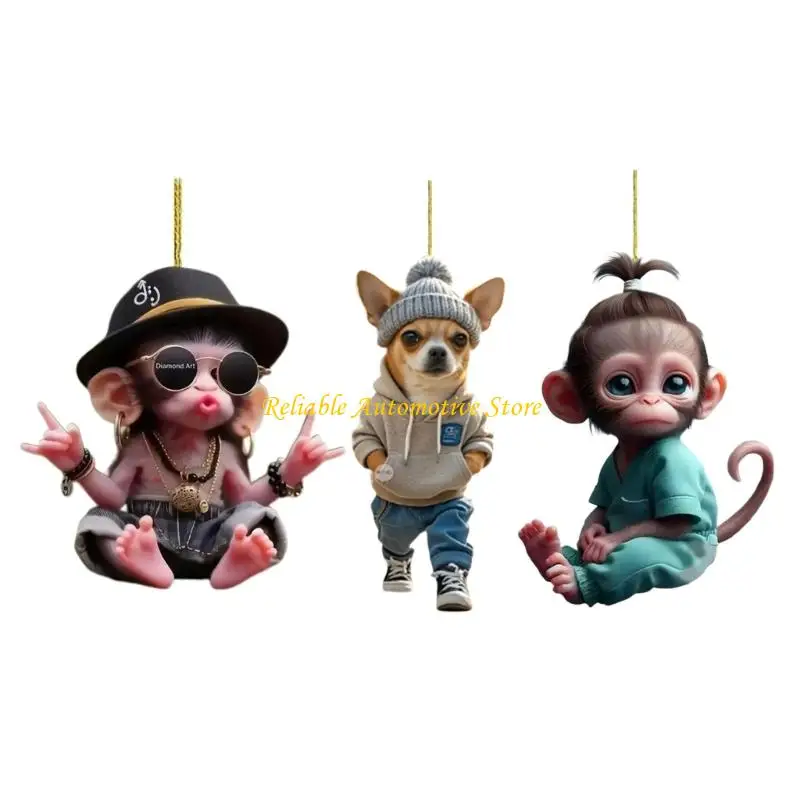

M68B Shatterproof Acrylic Auto Accessory Decoration Cartoon Pattern Rearviews Mirror Pendant Universal for Modern Vehicles