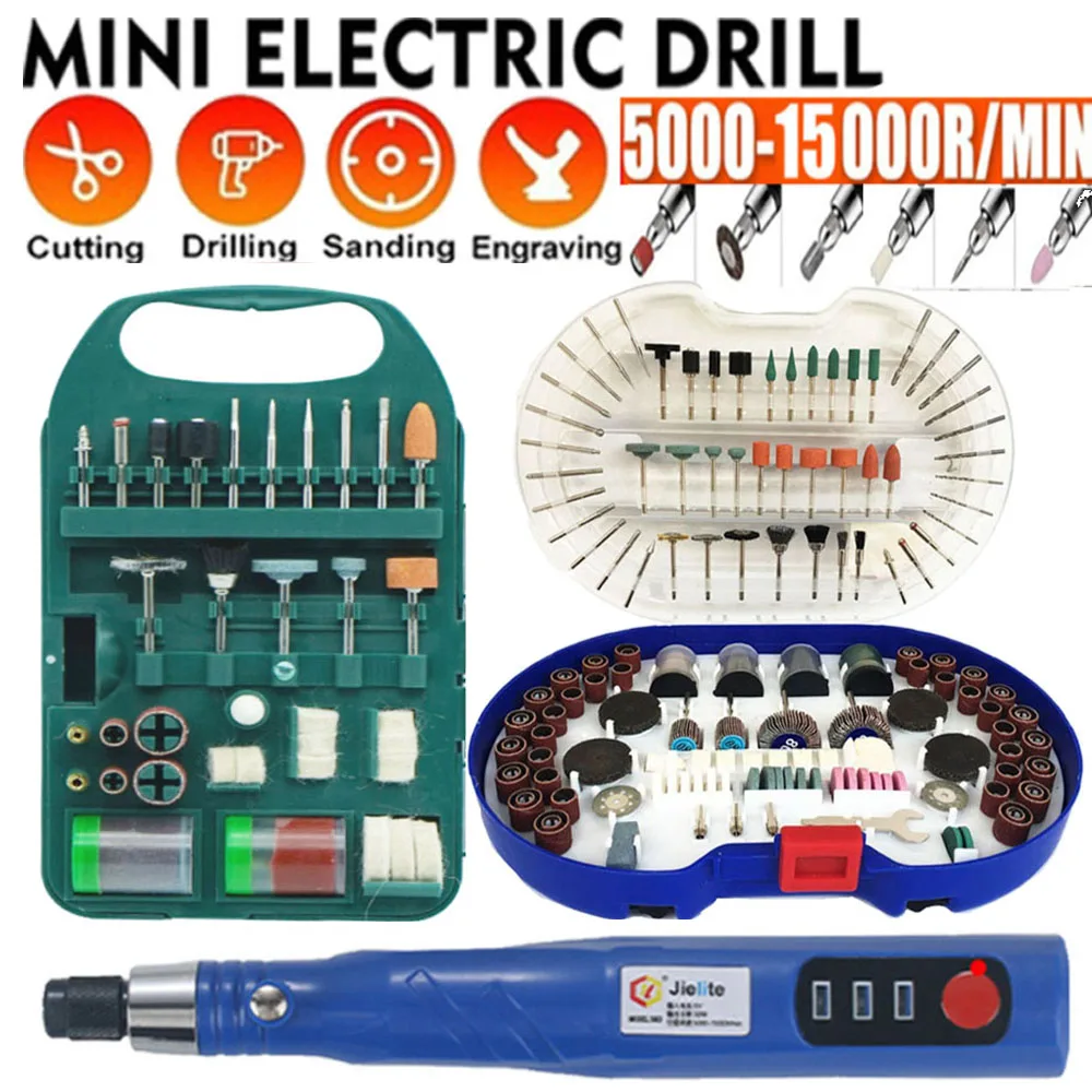 Electric Mini Drill Machine Electric Drill Grinder Engraving Pen Polishing Machine With Dremel Rotary Tools Accessories DIY Set