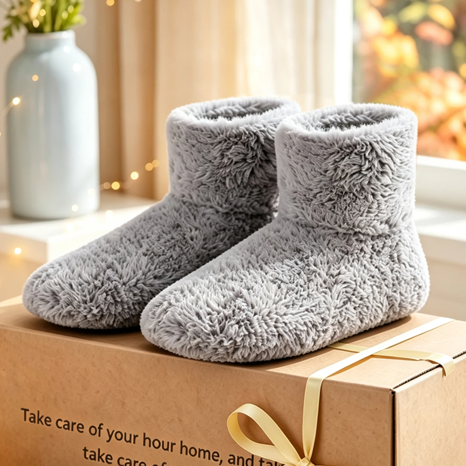YUEDGE 1 Pair Women Winter Indoor Slippers 100% Polyester Non Slip Silent Protect Wooden Floor Home Bedroom House Slippers