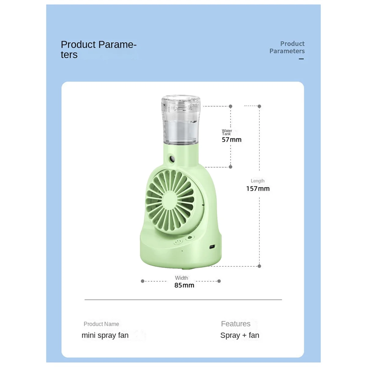 Misting Fan Fan Outdoor Cooling Supplies with Misting Bottle for Living Bedroom Comfortable and Refreshing Green