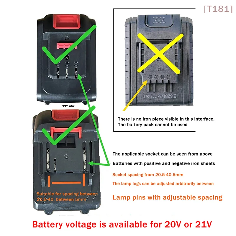 [E] Power Tool Accessories 14W LED Work Light For Various General-Purpose Mak And Other 20V-21V Li-ion Battery