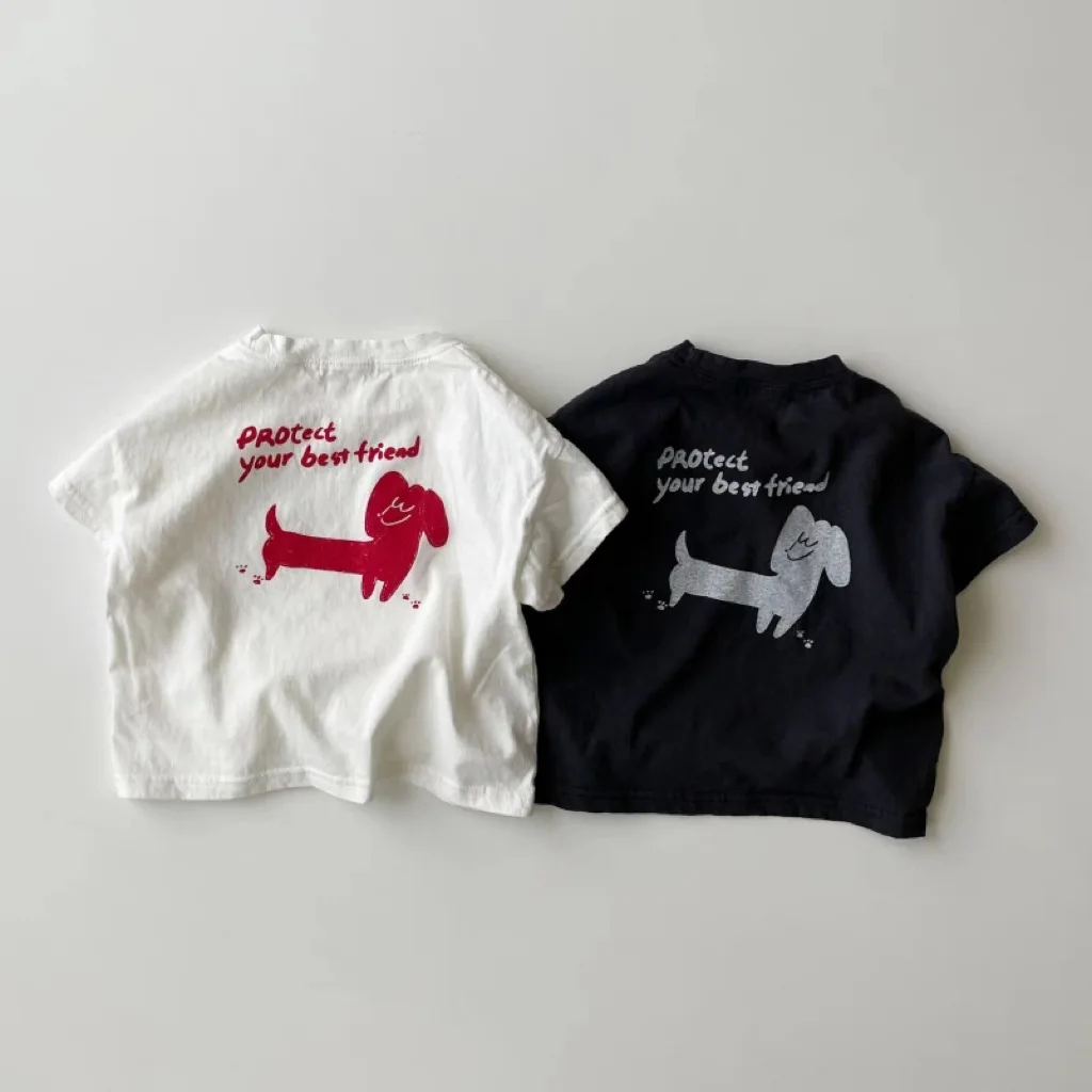 

2025 Summer New Baby Short Sleeve T Shirts Cute Cartoon Print Infant Girl Cotton Casual Tee Simple Versatile Toddler Thin Tops