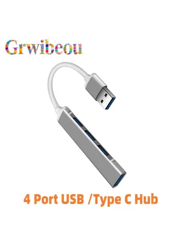 4 Port USB 3.0 /Type C Hub Splitter Adapter High Speed 5Gbps OTG for MacBook Pro 13/15 Air Xiaomi Huawei PC&Computer Accessories