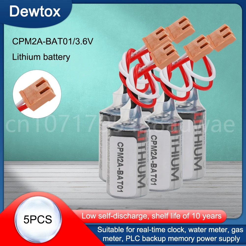 5PCS Original New Battery JZSP-BAT01 ER3V 3.6V JZSP-BAT01 CPM2A-BAT011/2 PLC Industrial Driver Lithium Battery Brown Plug