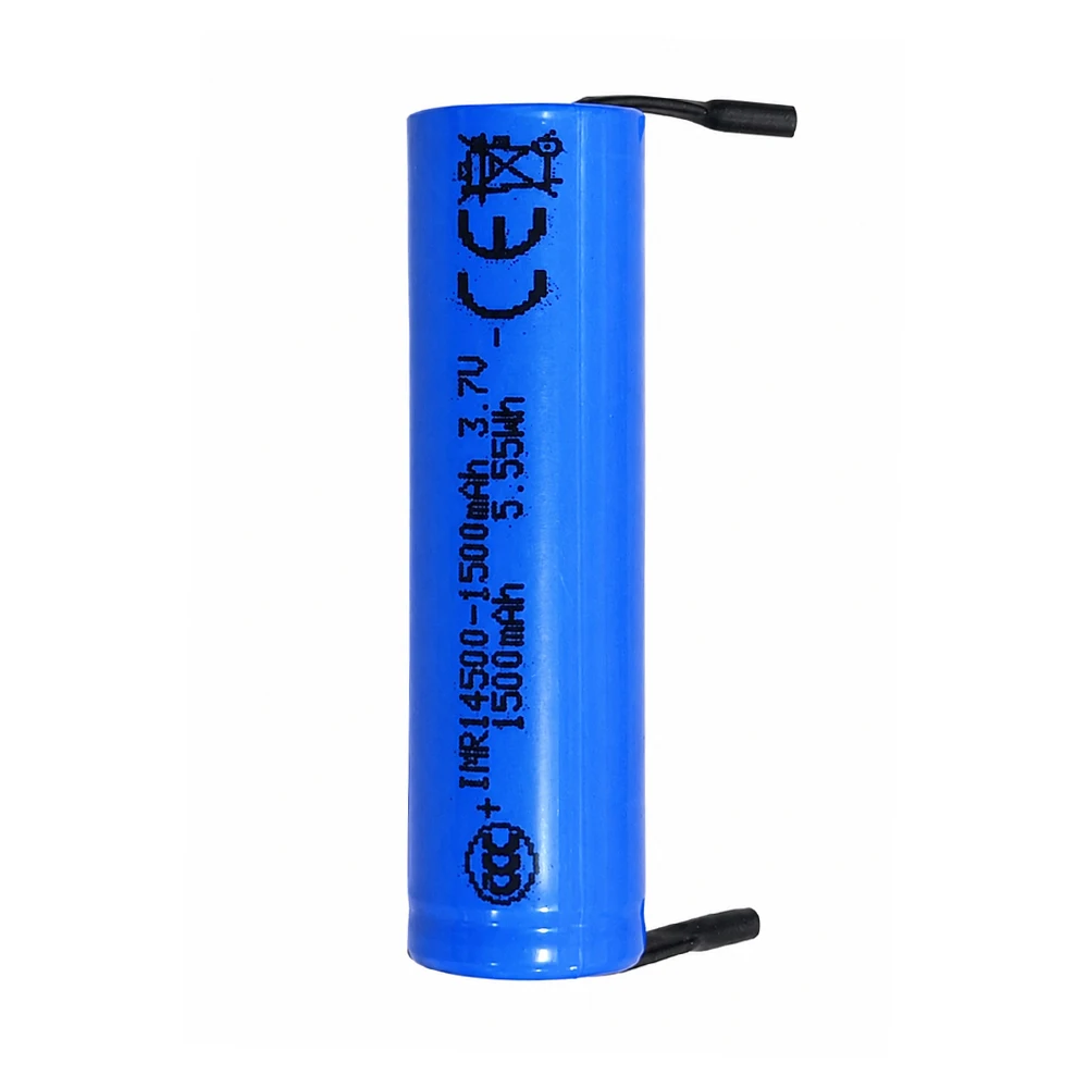 Akumulator litowo-jonowy 14500 1500mAh 3.7V z niklowymi złączkami do elektroniki DIY, latarki, baterii litowej. — 2